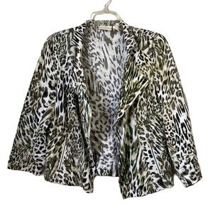 Chico's 100% linen animal print moto jacket size 0(S/4) leopard/cheetah printed